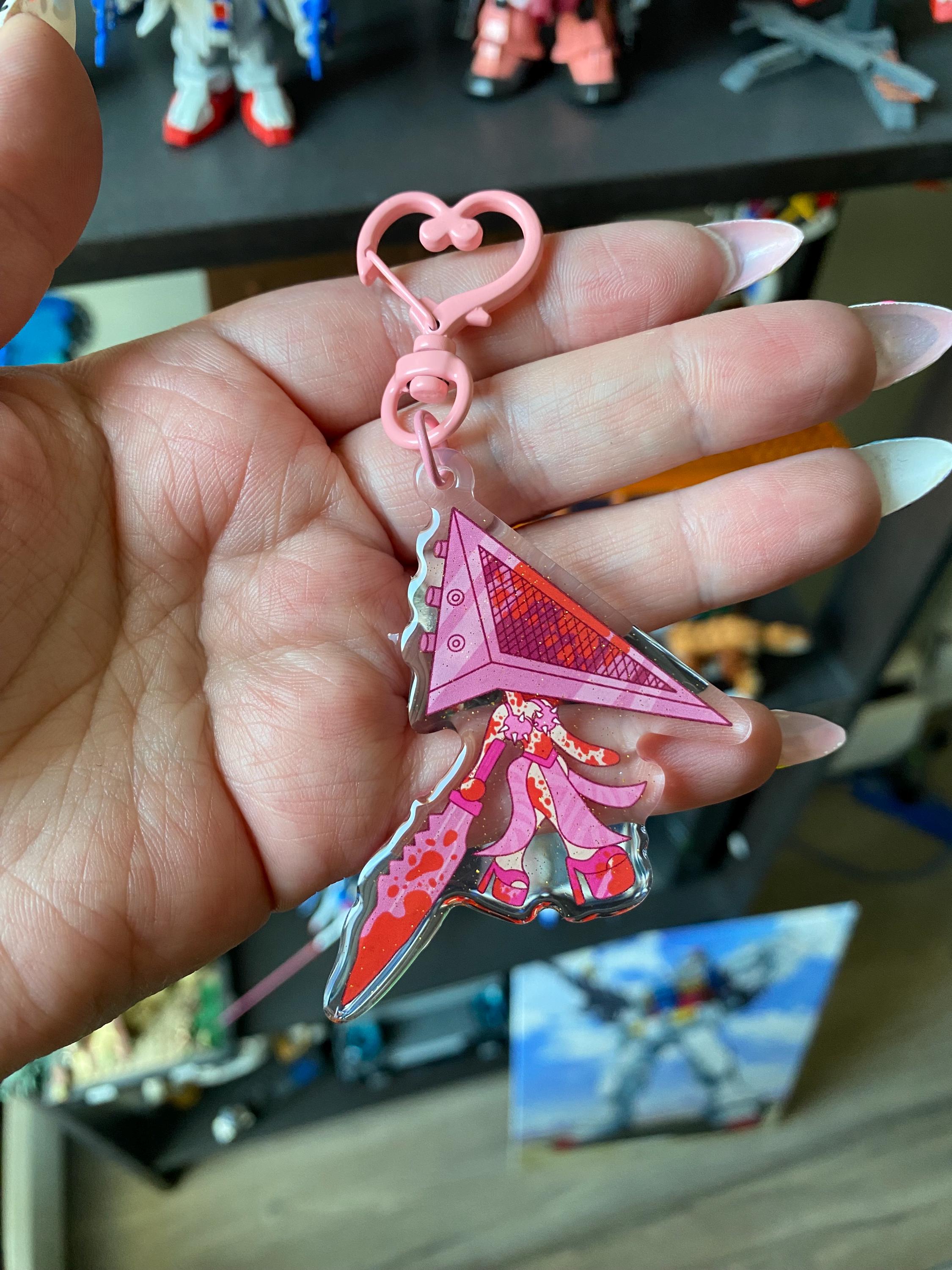 Runway Key Chain Pink Runway Pyramid Monster Glitter Acrylic Keychain - Etsy