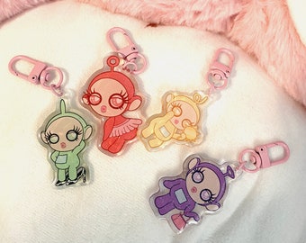 Funky Lil Alien Babies Glitter Acrylic Keychains