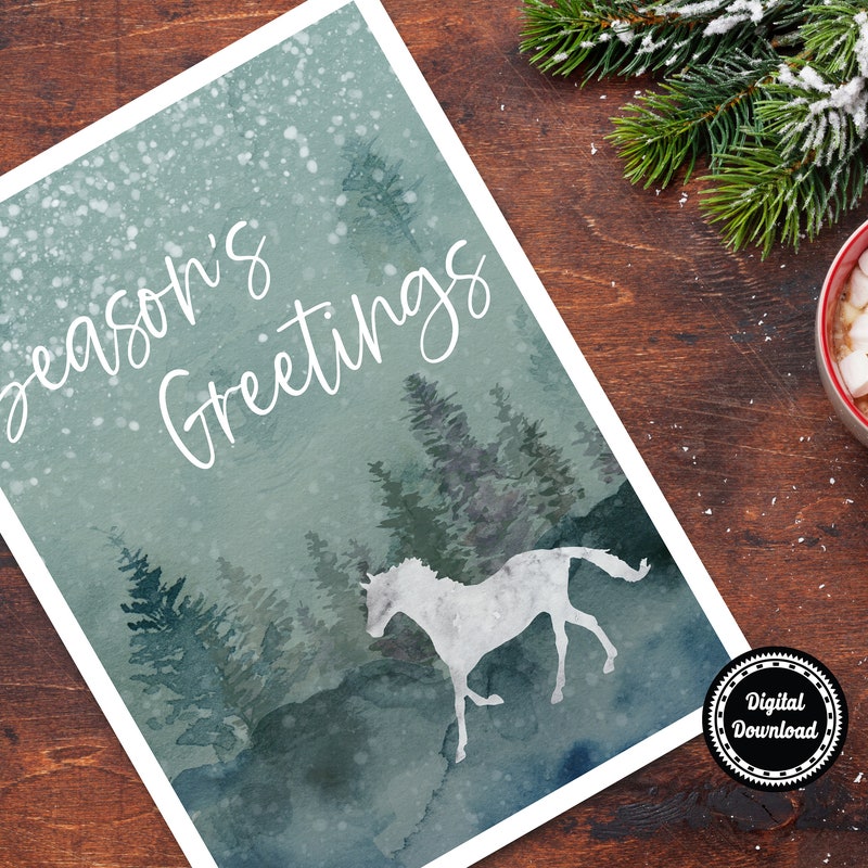 Horse Christmas Card - Etsy