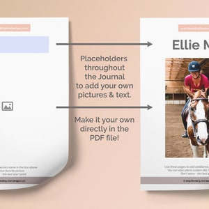 RIDE JOURNAL Equestrian Planner, US Letter Size pdf, Printable Planner, 39 total pages with 31 pages of editable content, horse journal image 4