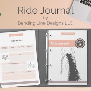 RIDE JOURNAL Equestrian Planner, US Letter Size pdf, Printable Planner, 39 total pages with 31 pages of editable content, horse journal image 1