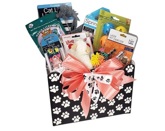 cat themed gift basket