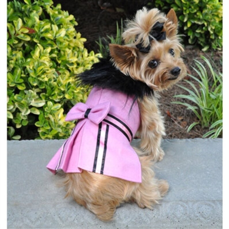 Designer Pink Wool Blend Classic Dog Coat Harness and Fur Etsy