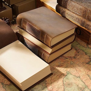 Carnet de croquis épais vintage 100 % cuir véritable | Agenda fait main pour carnet de voyage | Cadeau pour elle et lui