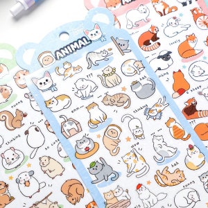 Nekoni koreanische süße Katze Hund Panda Vogel Schaf Eichhörnchen Waschbär Aufkleber | Kawaii Tier Planer Aufkleber Junk Journal Scrapbooking Zubehör