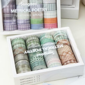 32 rollen crèmekleurige geruite washitape | Basis Japanse washitape | Decoratieve tapes | Planner Bullet Journal collagebenodigdheden