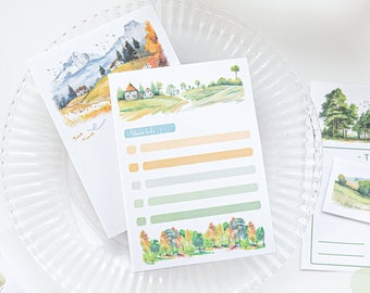 Forest Diary Notepad | Landscape Note Pad | Cute Memo Pad | Planner Memo | Stationery Planner Journal Notebook School Accessory Supplies