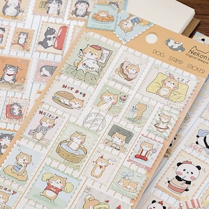 Nekoni Koreaanse schattige kat hond panda stempelstickers | Kawaii dierenplannerstickers | Junkjournaal scrapbooking collagebenodigdheden