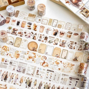 Nastro per caffè giornaliero / Nastro PET Coffee Shop Girl Smudge Label / Nastro per bullet journal Junk Journal Planner / Confezione regalo / Regalo per ragazze