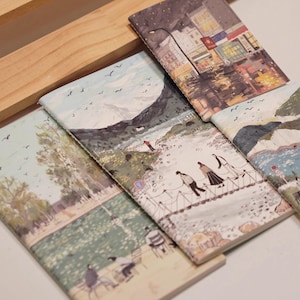 Hand-drawn Illustration Style Notebook | Travel Journal Blank Inserts Refills | Standard Passport Size | TN Accessories