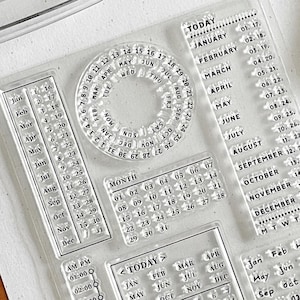Timbro trasparente per piano mensile / Calendario Data Mesi Timeline Timbri in gomma trasparenti / Accessori per Bullet Journal Planner