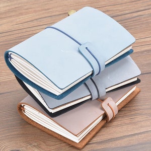 Diario di viaggio in pelle cerata White Mist con copertina TN / Passaporto portatile standard formato A5 / Diario di viaggio vintage / Regalo per lei e lui