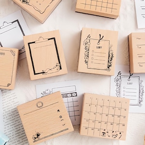Tampon en caoutchouc pour agenda | Tampon en bois mignon pour liste de tâches à faire, hebdomadaire, mensuel, mensuel, suivi des habitudes de vie | Accessoires pour tampons pour agenda Bullet Journal