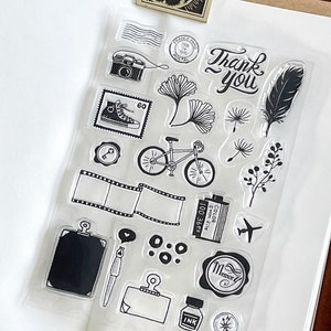Timbro trasparente da viaggio / Timbri trasparenti in gomma per foglie di cancelleria / Accessori per planner Bullet Journal Creazione di biglietti