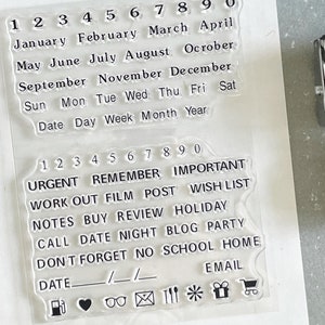 Tampon transparent pour calendrier mois semaine | Forfait mensuel Forfait hebdomadaire avec date 2025 Tampons transparents | Accessoires pour agenda Bullet Journal