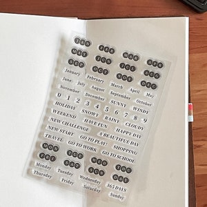 Maandkalender Clear Stamp | Maandabonnement Week Dag Datum Transparante stempels | Accessoires voor Bullet Journal-planners Benodigdheden voor dagboeken