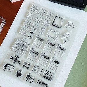 Wetter Alltag Klar Stempel | Arbeitsplan Transparente Stempel | Bullet Journal Planer Zubehör Journaling Zubehör