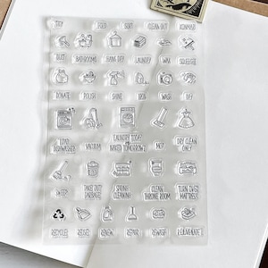 Huishoudelijk karwei Clear Stamp | Mini-pictogramtransparante stempels | Accessoires voor Bullet Journal-planners Benodigdheden voor dagboeken