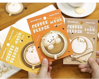 Cute Cat Coffee Sticky Notes |  Kawaii Notepad | Memo Pad | Creative Planner Memo | Planner Bujo Journal School Supplies