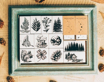 Jungle Series Rubber Stamp | Wooden Stamp Set | Scrapbooking Stamp | Planner Stamp |  | Midori Traveler’s Notebook