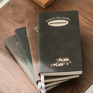 Cuaderno retro de lista de tareas pendientes / Diario planificador de cuero vegano / Papelería de suministros de oficina para estudiantes escolares / Cronograma del plan diario