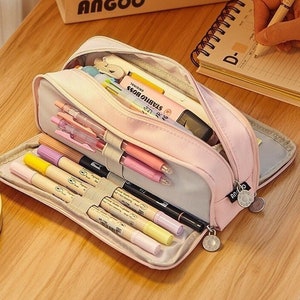 Triple Pocket Pencil Pen Case | Pen case | Pencil Pouch | Pen Pouch | Zipper Pouch | Makeup Bag | Large Storage College School Office