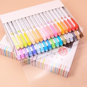 Limited Edition Full 35 Colors Zebra Mildliner Highlighter  |  Double-Sided Highlighter Pen Set | Japanese Pens | Study School Supplies