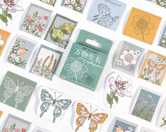 46pcs Cute Butterfly and Flower Sticker Pack / Junk Journal /  Stickers / Planner Sticker Set