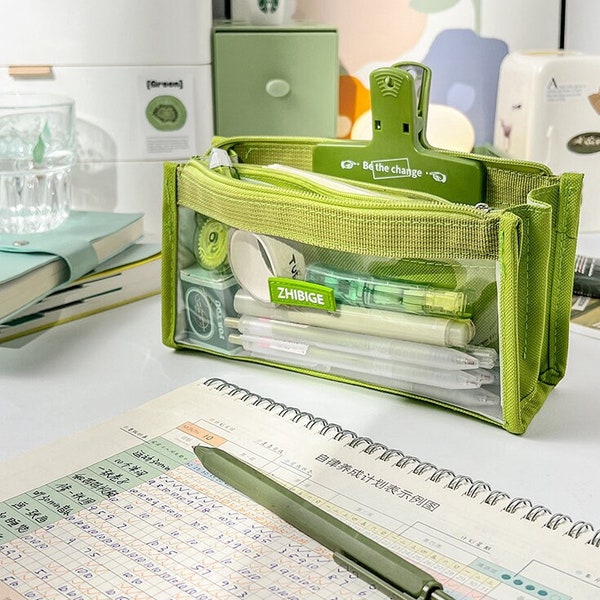Transparent Pencil Case | Extra Large Capacity | Pen Bag | Pencil Pouch | Pen Pouch | Zipper Pouch | Makeup Bag | College School Office