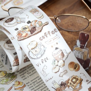 Cinta washi dibujada a mano / Café, compras en casa, comestibles, flores / Planificador, diario, pegatinas decorativas / Manualidades, scrapbooking, suministros para bullet journal