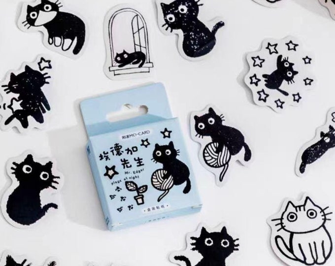 Lot de 45 autocollants chat mignon/autocollants de journal indésirable/ensemble d'autocollants pour agenda/scrapbooking enfants fournitures créatives