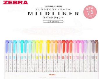 Ensemble de stylos marqueurs Zebra Mildliner de 25 couleurs | Surligneur double face