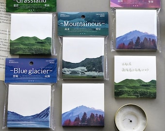 Grassland Sticky Notes | Mountainous Planner Sticky Note Pad | SnowyPeak Memo Pad | Stationery Planner Journal Accessory Supplies