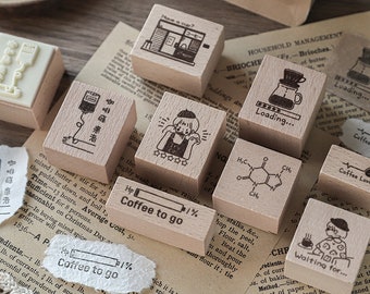 Coffee Lover Wooden Stamp | Wooden Stamp Set | Rubber Stamp | Planner Stamp |  | Junk Journal