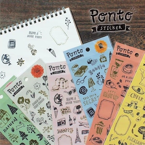 Adesivos Japoneses Mind Wave Ponto | Adesivos Decorativos para Planejador com Folha de Ouro | Colagem de Diário Bujo Junk para Scrapbooking