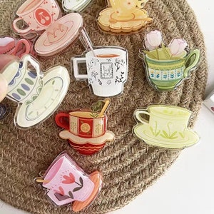 Graziose mollette acriliche per diario a tazza - Robuste mollette per carta per cancelleria, scrapbooking e forniture per pianificatori