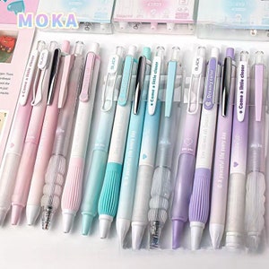 Conjunto de 5 canetas de gel coloridas Kawaii com tinta preta | Canetas estéticas | Agenda fofa, diário de estudo, escola, escritório, material de papelaria para a volta às aulas