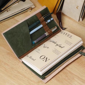 Accessoires pour carnets de voyage Porte-stylo avec poche à fermeture éclair | Organiseur de format passeport standard TN | Carnet de voyage