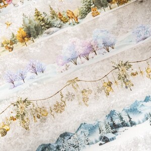 Taśma dekoracyjna Snow Winter Landscape | Taśma PET Winter Scenery | Taśma świąteczna | Junk Journal Collage Scrapbooking Supplies Gift Wrapping
