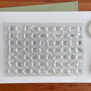 transparent Mini Icon | Tampons en caoutchouc transparents Plan quotidien | Accessoires pour agendas Bullet Journal
