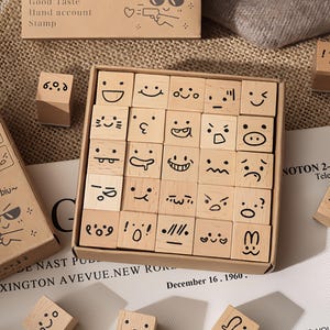 25 pezzi Mini Emoji Meteo Farfalla Fiore Timbro di gomma / Set di timbri in legno / Timbro per diario Bullet Planner giornaliero