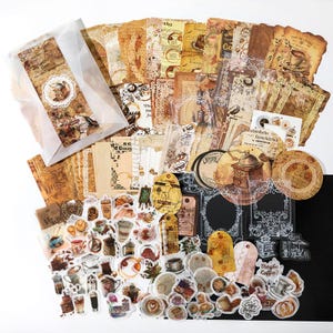 Paquete de pegatinas de café vintage / Pegatinas de café para álbumes de recortes, diarios basura y planificadores / Kit de collage de manualidades para diarios vintage