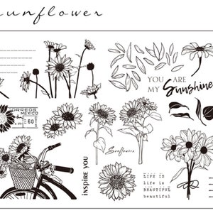 Sunflower Silicone Stamp | Transparent Clear Stamp Set | Scrapbooking Stamp | Planner Stamp |