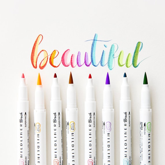 Zebra's Lettering Set Colored Brush Pens and Mildliner