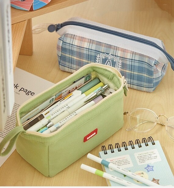 Kawaii Checkerboard Pencil Case Back to School for Girls Large Capacity Pen  Bag School Supplies Cute Korean Stationery