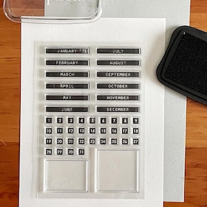 Tampon dateur transparent | Plan mensuel Plan quotidien Calendrier jour/mois Tampons transparents en caoutchouc | Tampons pour agenda Bullet Journal