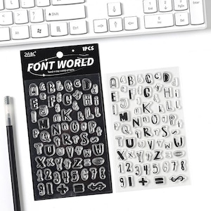 Sello transparente para diario con letras mayúsculas y minúsculas en inglés / Sellos de goma transparentes / Accesorios y suministros para planificadores de bullet journal