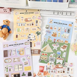 Autocollant mignon de vie quotidienne de week-end de Zazzle.be Liste d'envies Vous avez des idées ? Stickers décoratifs pour camping, cuisine, bureau, pique-nique, nourriture, café | Agenda Agenda Collage DIY Fournitures