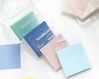 Pastel Transparent Page Flags | Vellum notepad | Translucent Sticky Notes 1.97" x 1.97' | Tracing Paper Sticky Notes | Office Study Planner