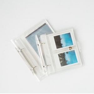 Classeur transparent 2 trous pour album photo avec autocollants | Classeur de poche pour cartes photo | Album photo de cartes postales | Organiseur d'autocollants | Organiseur d'autocollants